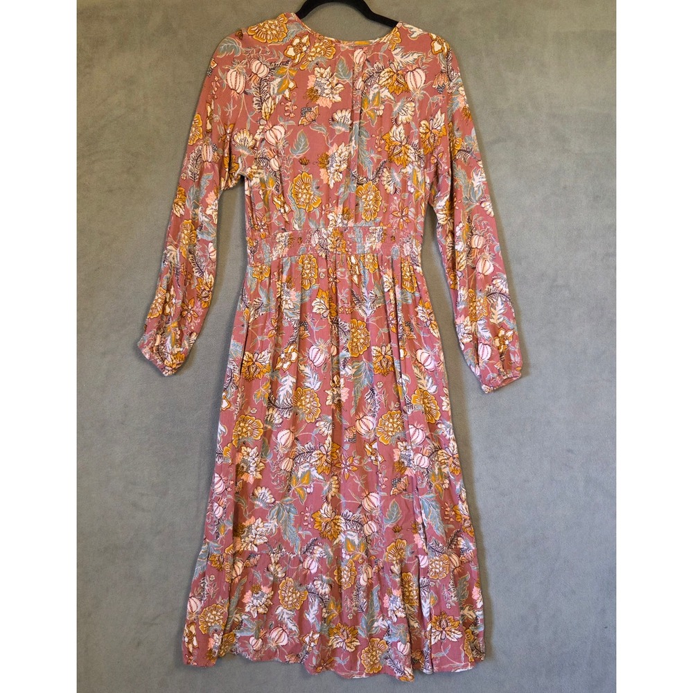 Knox Rose Smocked Midi Dress Women Size Medium Floral Boho Cottage Prairie - Picture 5 of 14